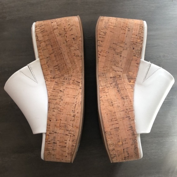 NEW Steve Madden Desiree white leather summer cork wedge platform slides size 7 - Picture 3 of 8